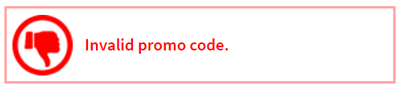 Invalid Promo code